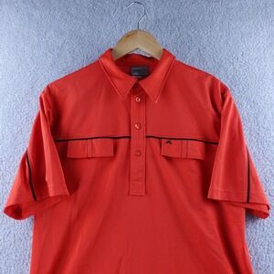 JL J. Lindeberg Men L Red Field Sensor Golf Polo Shirt Short‎ Sleeve breathable